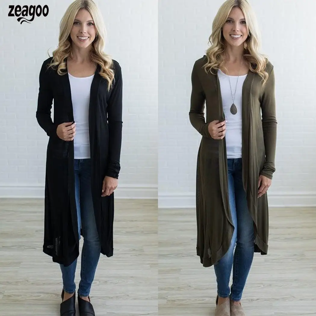 

Women Casual Long Sleeve Solid Loose Mid-Calf Spring, Autumn Cardigan Coat