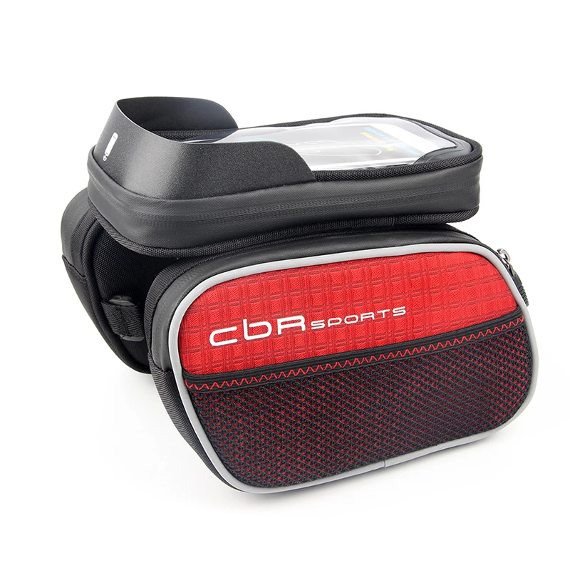 Велосипедная Передняя сумка с универсальным сенсорным экраном сумка для телефона шнур для наушников отверстие двойная сумка дизайн с водостойкой молнией велосипедные сумки