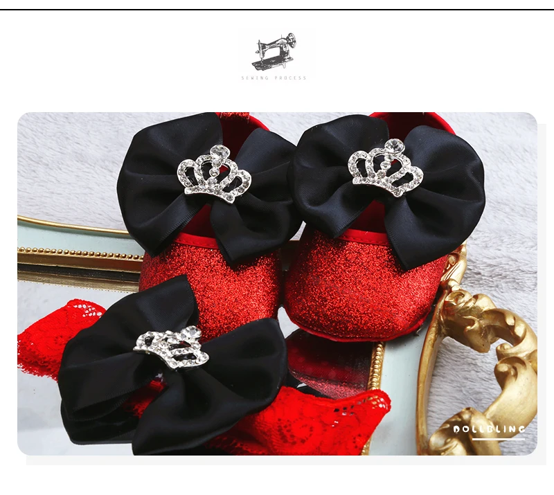 Dollbling/Обувь для малышей; красные туфли с черным бантом; Однотонный цветной головной убор; удобная хлопковая подошва; обувь для маленьких девочек; головные уборы