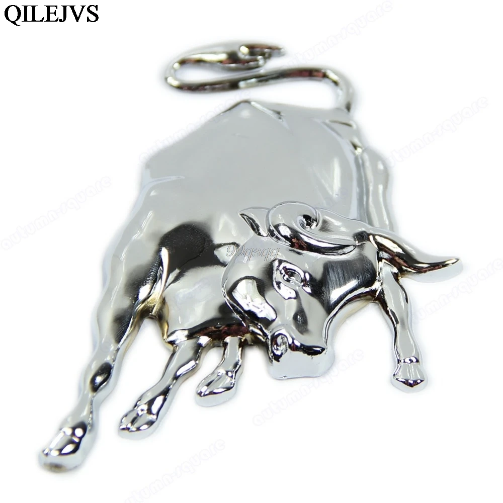 

New 3D Silvery Chrome Metal Bull Ox Emblem Car Truck Motor Sticker Auto Decal Drop shipping