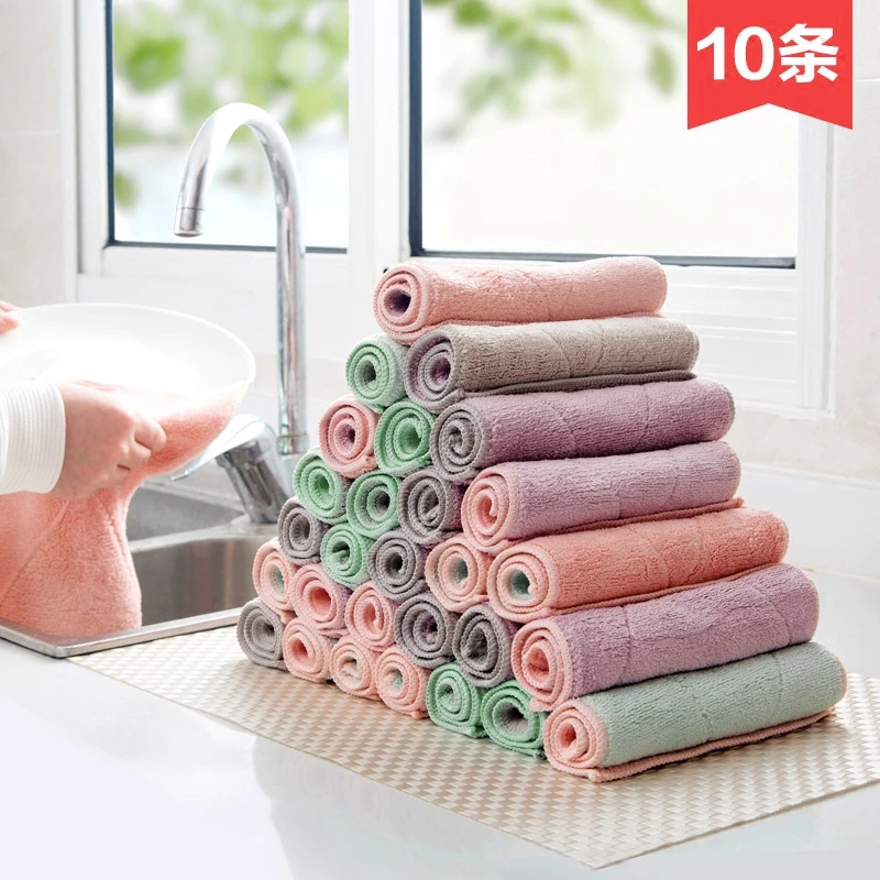 10Pcs Microfiber Cleaning Cloth Super Absorbent Household Dish Towels Kitchen CA 10Pcs Microfiber Cleaning Cloth Super Absorbent Household Dish Towels Kitchen CA