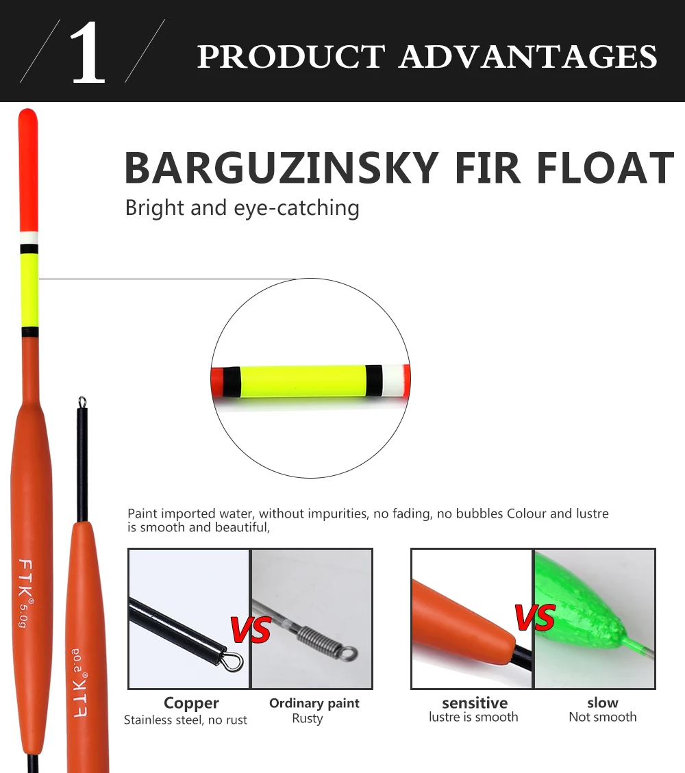 FTK баргузинская ель, 10 шт./лот, разноцветные поплавок, длина 18-20,5 см, поплавок, 2 г, 3 г, 4 г, 5 г, для ловли карпа