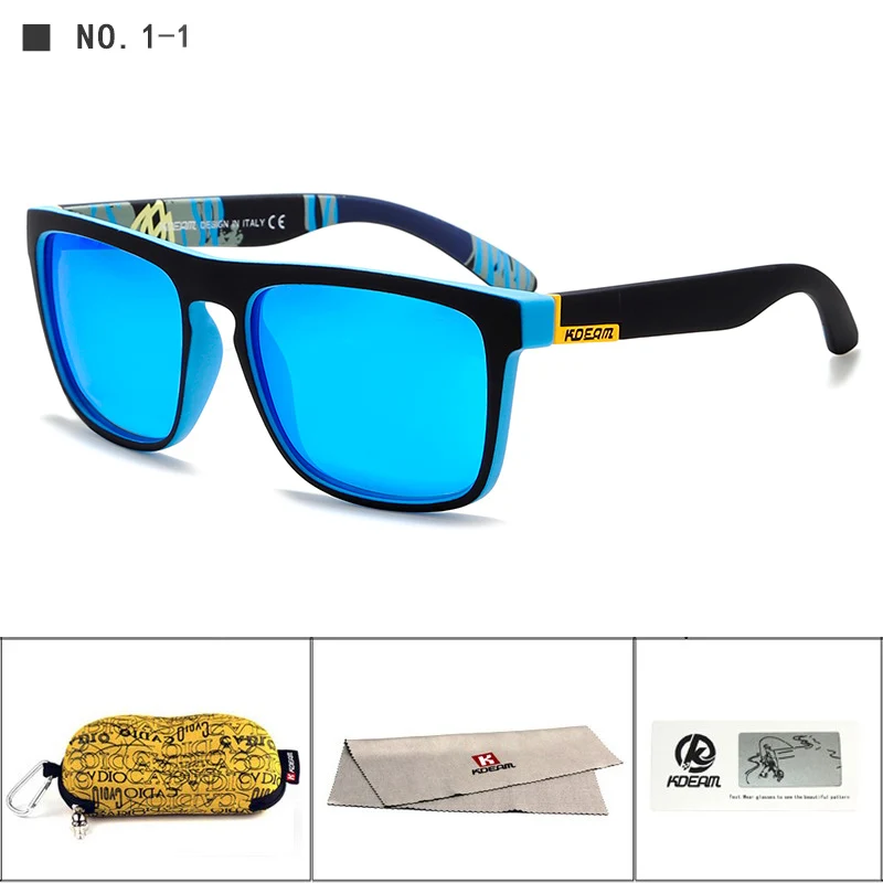 Бренд KDEAM солнцезащитные очки Для мужчин спортивные солнцезащитные очки Для женщин поляризованные зеркальные линзы площади кадра 11 Цвета UV400 с футляр KD156 - Цвет линз: C1-1