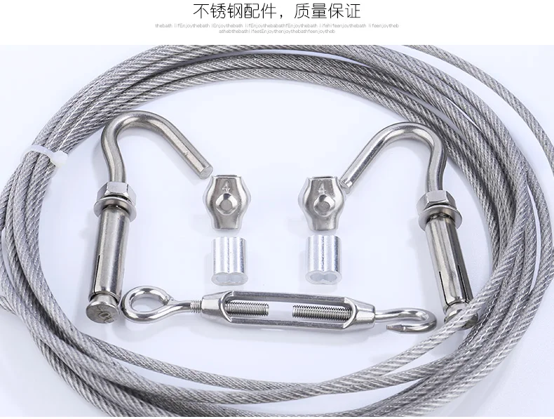 WSHYUFE 2m/3m/4m Clothesline Rope Stainless Steel Retractable Square Round Clothesline outdoor