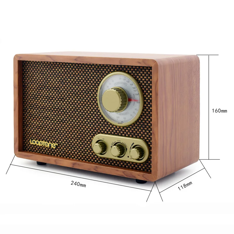 LoopTone Настольный AM/FM Hi-Fi радио винтажное Ретро классическое радио с встроенным динамиком управления ВЧ и басами ручной работы из дерева