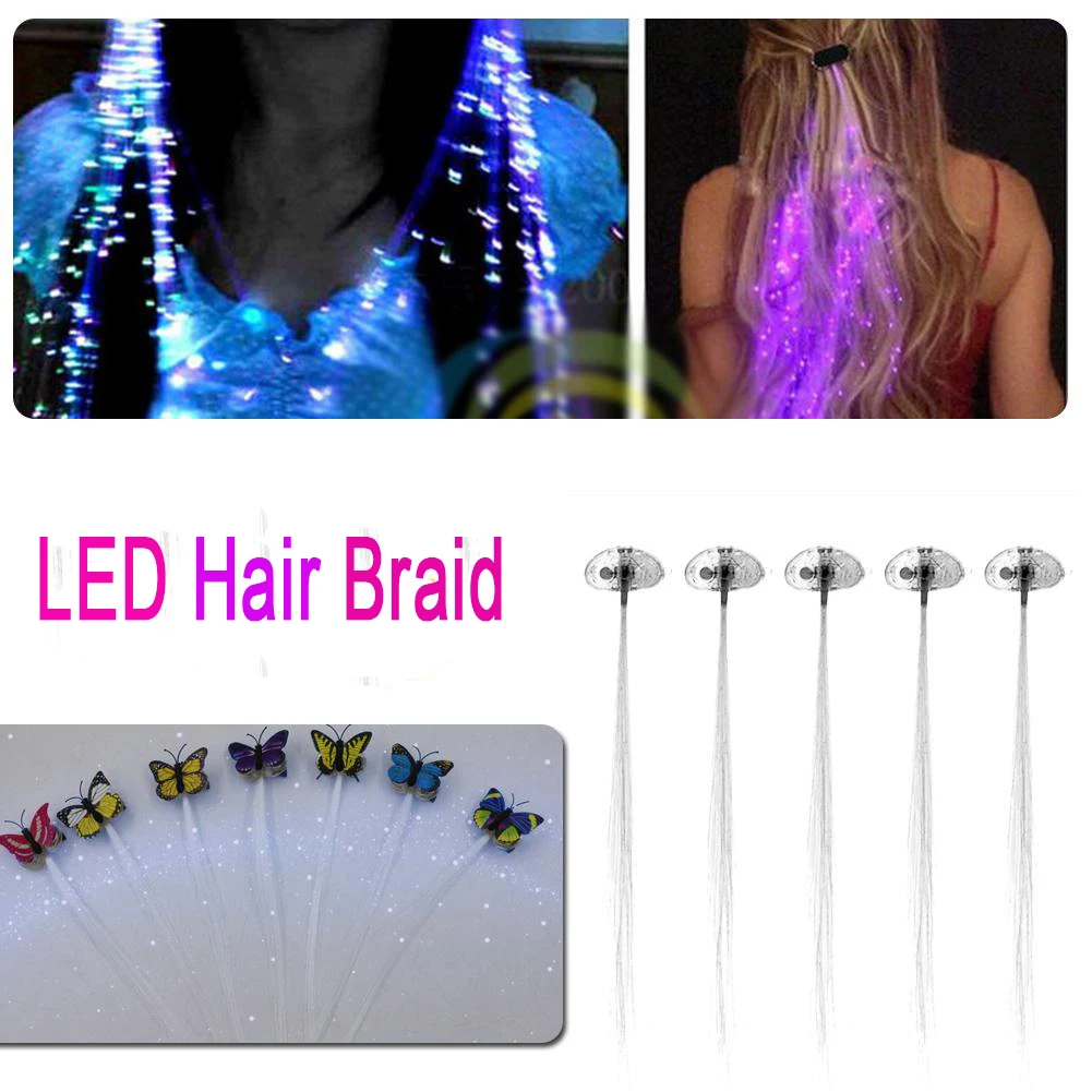 Flash LED Wigs Glowing LED Hair Braid Clip Hairpin Decoration Ligth Up Show Easter Party supplies Hair Accessory headdress