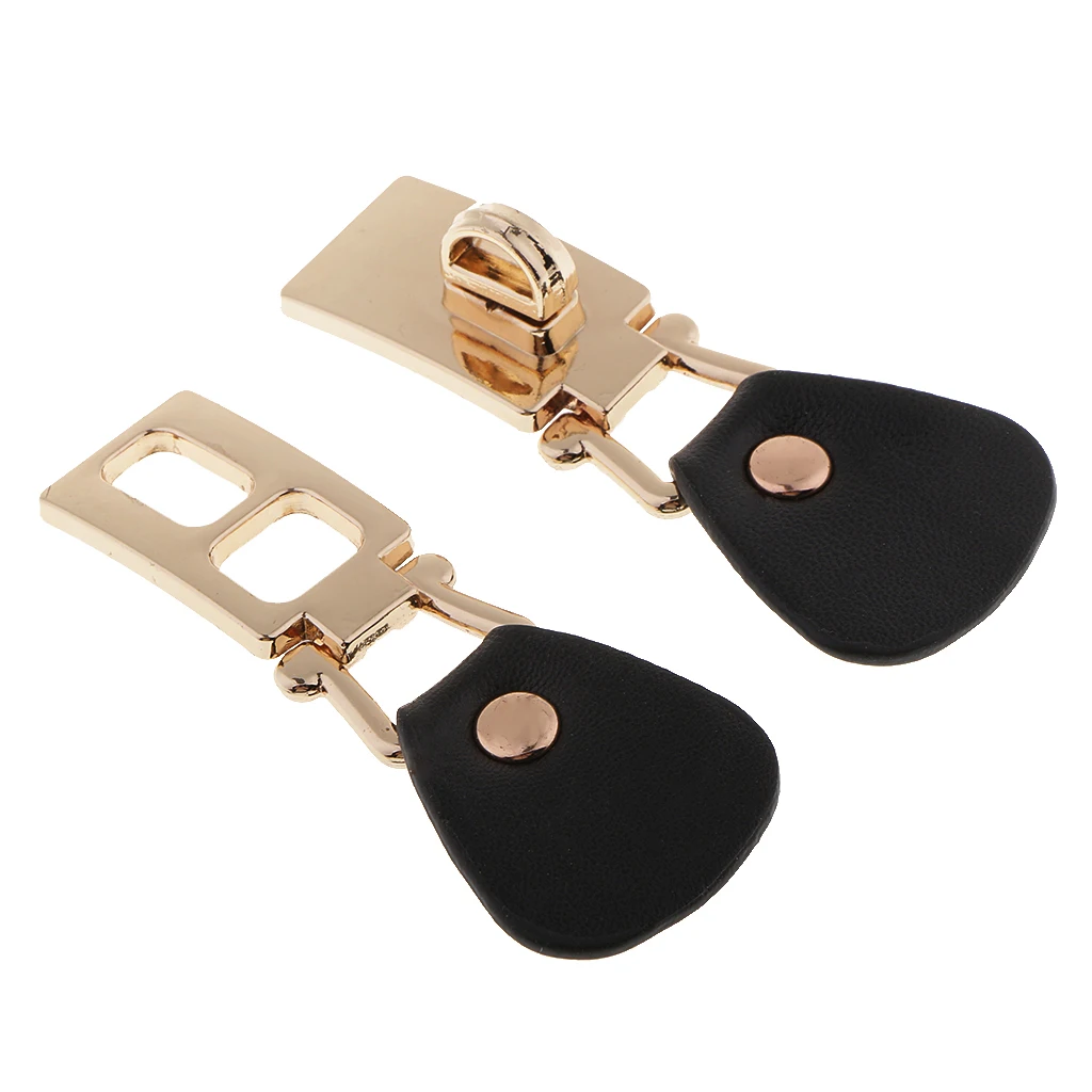1 Pair Black PU Leather Alloy Snap Sewing Toggle Button Bag Coats Fastener for Clothes Decor