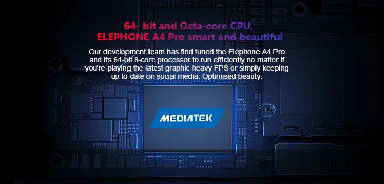 ELEPHONE A4 PRO 4GB RAM 64GB ROM MTK6763 2.0GHz Octa Core 5.85 Inch HD+ Full Screen Side Fingerprint Android 8.1 4G LTE Smartphone