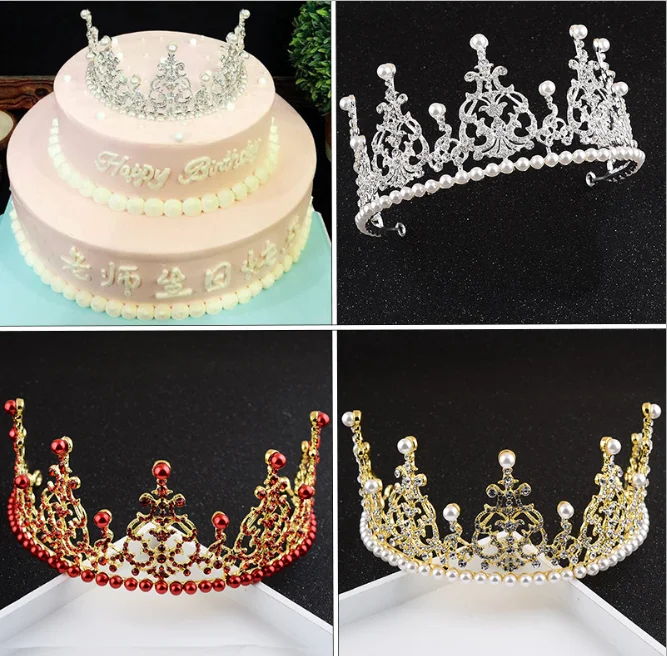 Принцесса Жемчуг дамы жемчуг Свадьба Корона диадема День рождения Свадьба Junior повязки на голову невесты головные уборы торт диадема