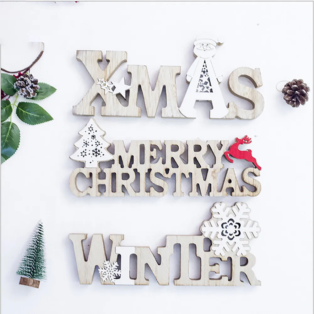 

Merry Christmas Letter Decorations Wooden Shapes Ornaments Craft Xmas Gifts Alphabet Navidad Natal Home Decor Xmas Winter