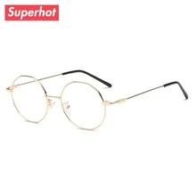 Новые мужские круглые очки по рецепту, металлическая оправа, близорукость, оптические очки для глаз для женщин, прозрачные линзы, очки