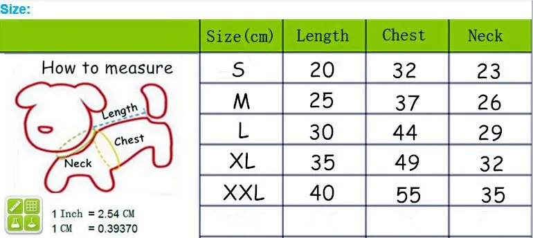 dogbaby size chart