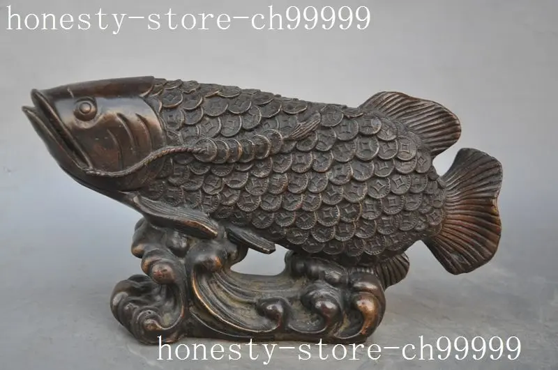 

Crafts statue chinese fengshui bronze copper wealth Goldfish carp fish animal lucky statue halloween