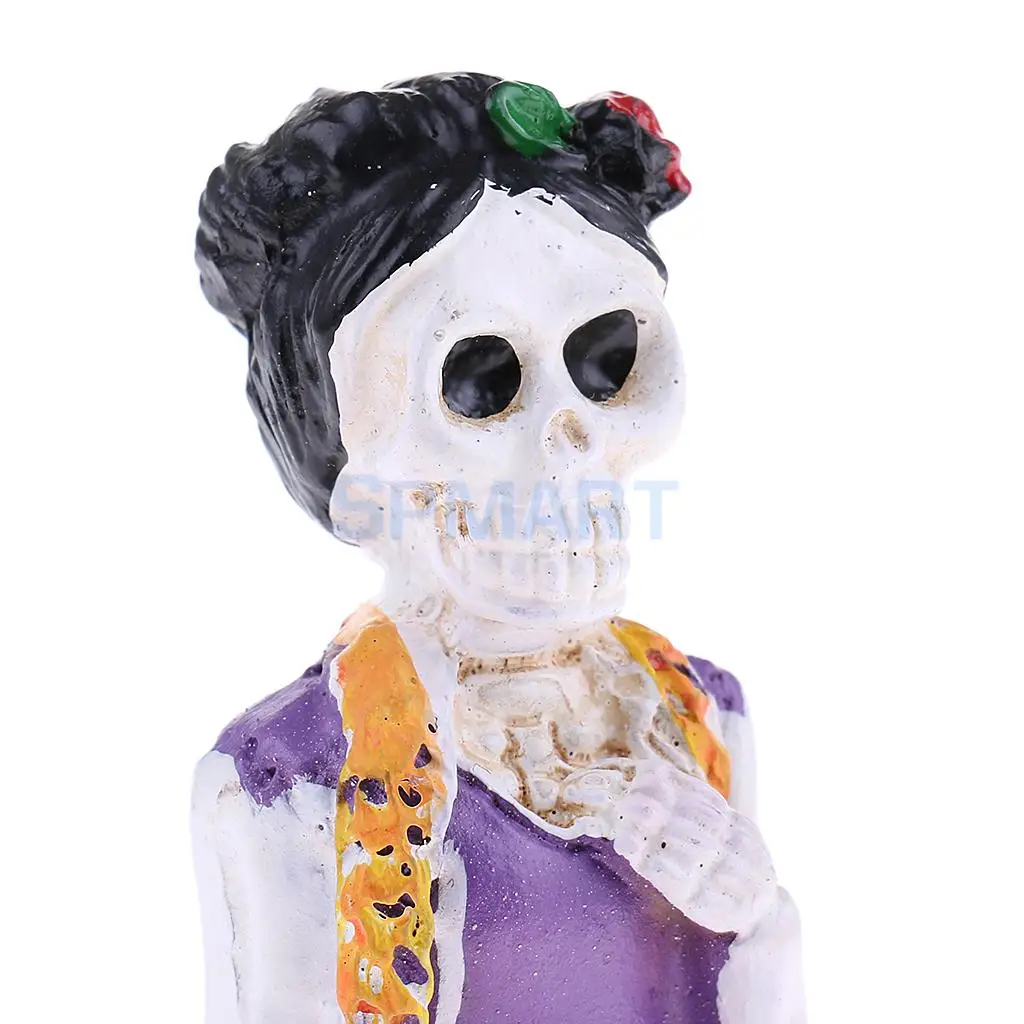 Purple Resin Woman Human Skull Model Miniature Statue for House Garden Yard Office Decoration Sand Table Game Parts