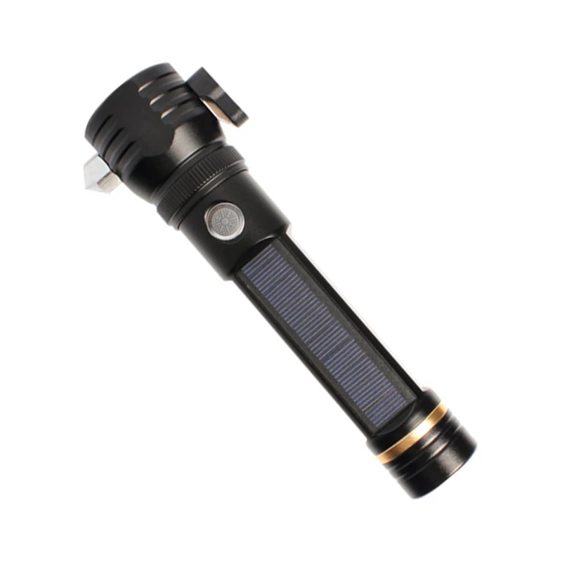 

Hot LED Flashlight Waterproof Solar Powered Torch Hammer for Outdoor Camping Hiking PLD