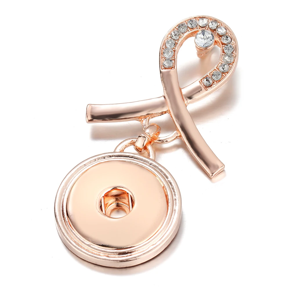 

New Bohemia Snap Button Necklace hollow rose golden flower pearl metal Snap Pendant Necklace 18mm Snap Buttons for women jewelry