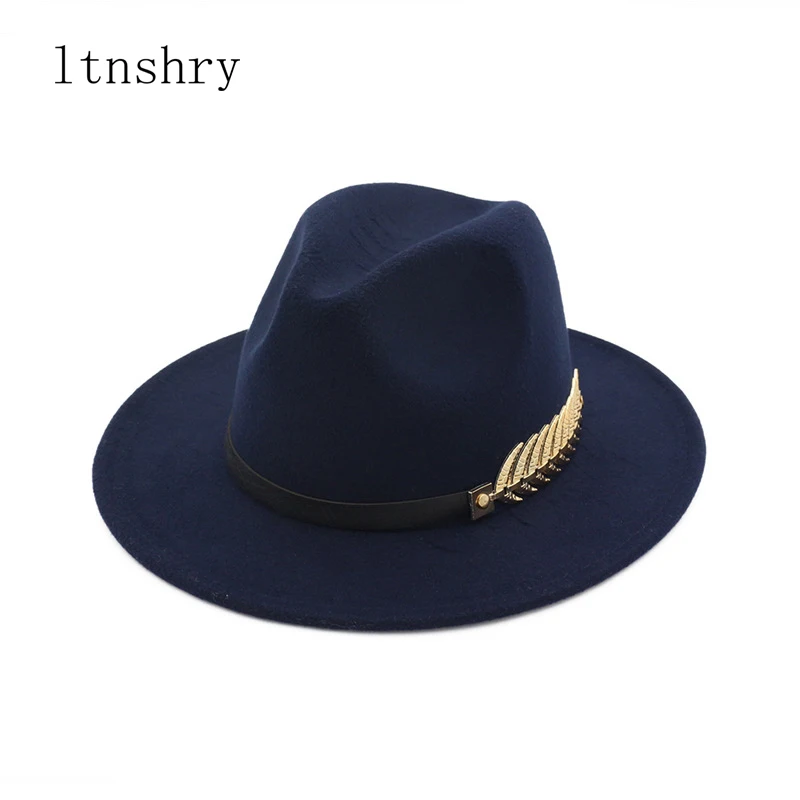 

2019 Felt Hats Black For Women With Wide Brim Belt Church Men Jazz Godfather Fedora Hat Trilby Gangsters Winter Chapeau Femme
