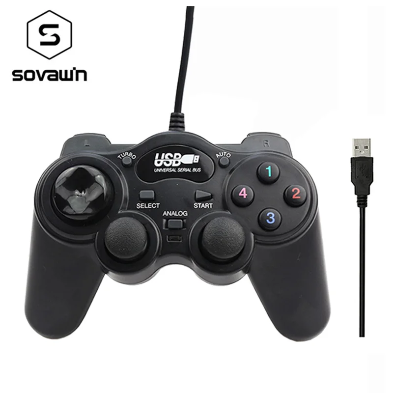 Игровой Проводной USB джойстик Sovawin с вибрацией геймпад многофункциональный