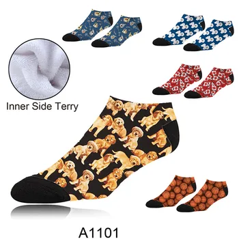 

Unisex socks printing cartoon sports 1 pair of color cut printing low to help sports shoes socks _Z122