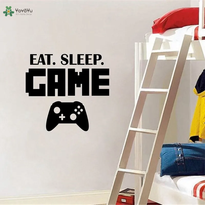 YOYOYU Wall Decal Playroom Wall Stickers Quotes Eat Sleep Game Art Removable Mural For Boys Bedroom Interior Home Decor DIYCY262