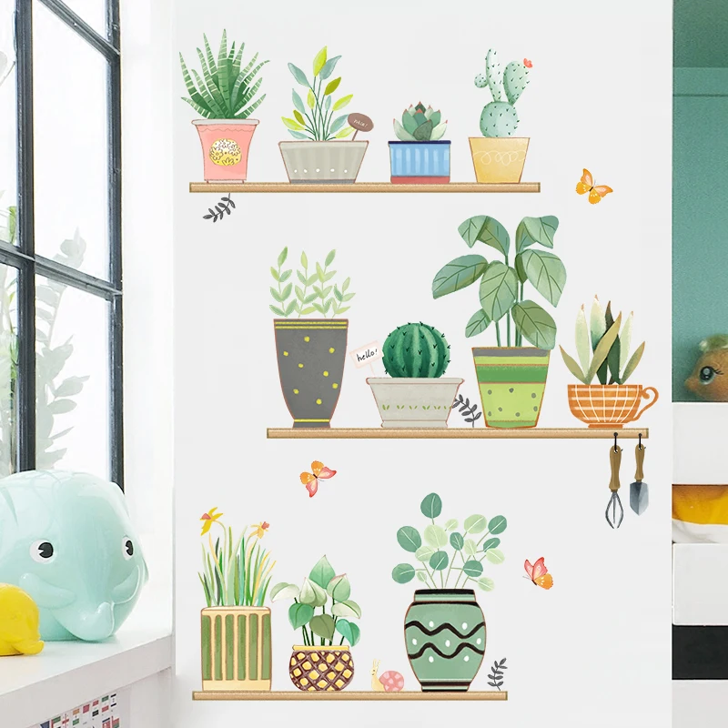 Wall Stickers Plant Art Nature Wall Decals For Living Room TV Sofa Background Decorations