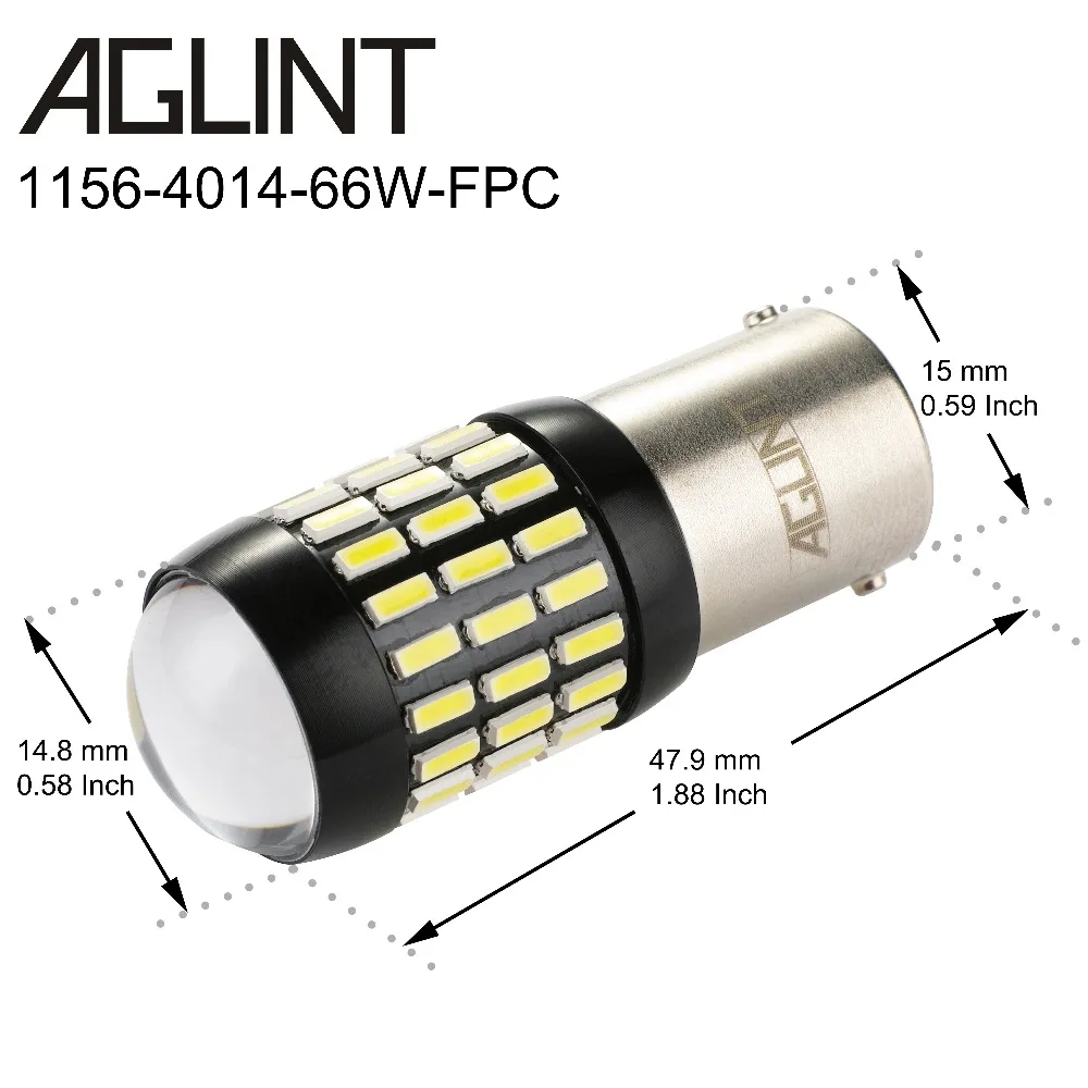 AGLINT 2 шт. 1156 1141 BA15S P21W светодиодный лампы 4014 чипы 66-SMD для сигнальной лампы поворота резервный обратный свет с проектором белый