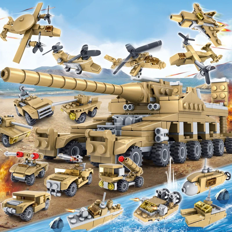 

Army Tank Building Blocks Educational Toy for Children Compatible Army Bricks Weapons Military Truck Helicopter Technic oyuncak