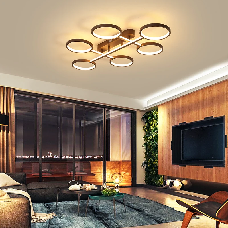 

New Arrival Modern Led Chandeliers Lights For Living Room Bedroom Study Room Home Coffee Color Frame indoor Lamp fixtures dero