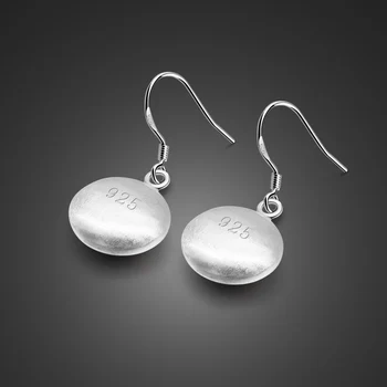 

Minimalist 925 Sterling Silver Earrings Frosted Round Pendant Real Silver Earrings Not Allergic Girl Fashion Jewelry girl gift