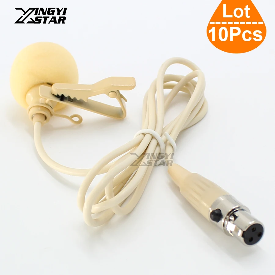

10Pcs Mini XLR 3 Pin TA3F Plug Tie Clip On Condenser Lavalier Microphone Lapel Mic Yaka Mikrofonu For PC Karaoke Wireless System
