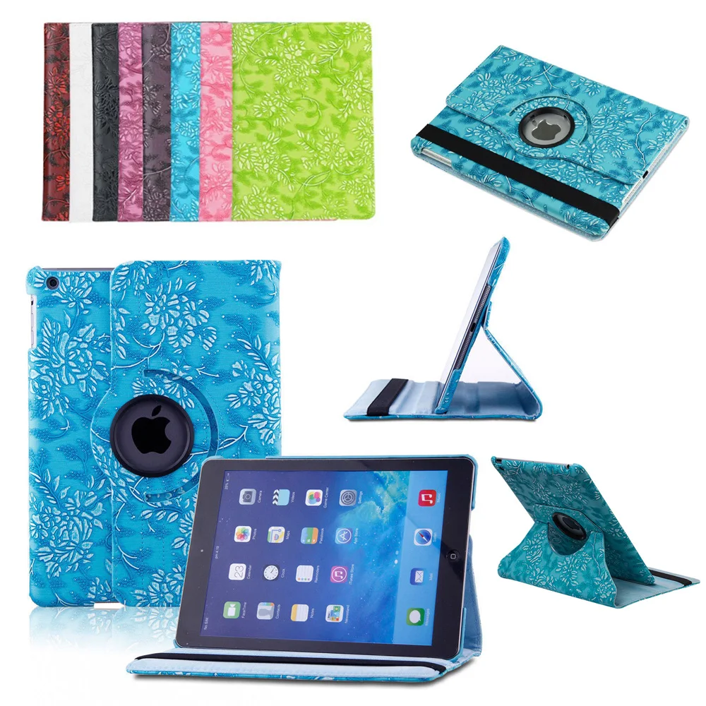

360 Degree Rotating Grape Stand PU Leather Skin Case For Apple iPad 9.7 2018 2017 Generation Tablet Smart Cover Flip Coque Funda