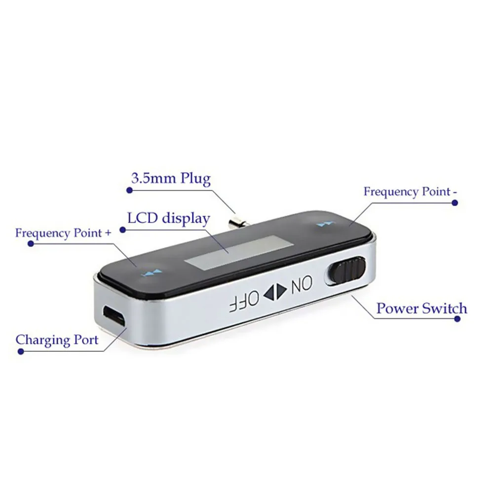 Беспроводной передатчик 3,5 мм во время езды в автомобиле Музыка Аудио FM передатчик ЖК-дисплей Дисплей для iPhone6S samsung iPad автомобиля MP3 передатчик