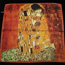Шелковый шарф Krim с масляной росписью Kiss, бандана, женский шарф, модные квадратные шарфы, повязка на шею, профессиональный шейный платок
