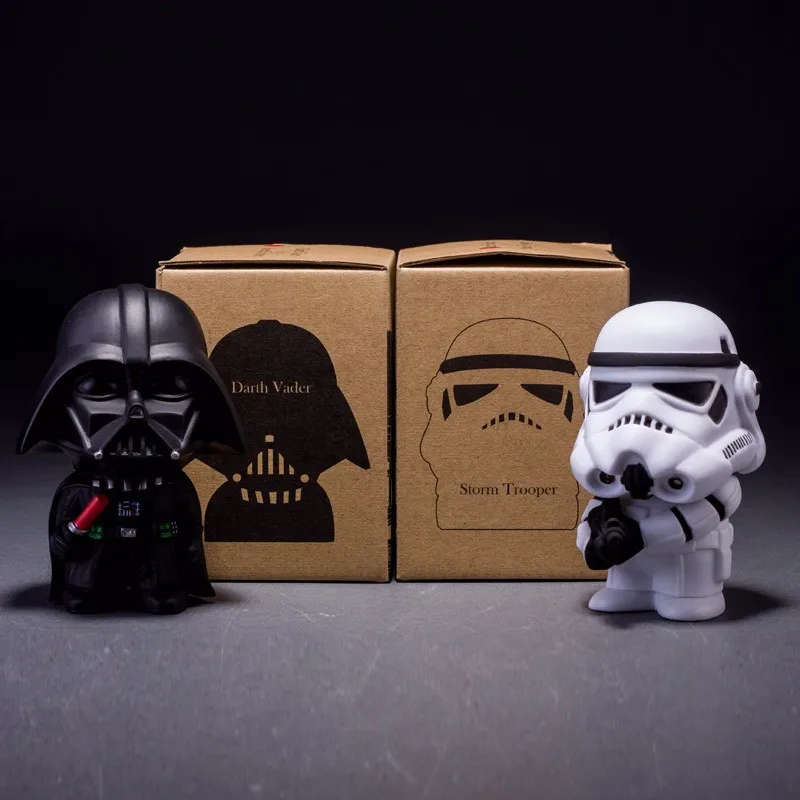 

10cm 2pcs/lot Cute Style Star War Darth Vader & STORM TROOPER Kawaii Movie Action Figure Model Toys