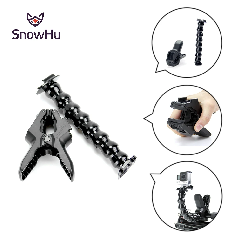 Аксессуары snowhu для GoPro Jaws Flex Clamp Mount и регулируемая шея для GoPro Hero 8 7 6 5 4 sjcam для xiaomi Yi camera GP152