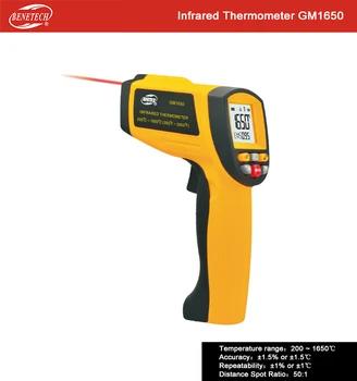 

GM1650 Digital Laser Infrared Thermometer Gun Non-Contact, 200-1650°C (392~3002°F). Portable Handheld IR Pyrometer Tester