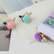 Романтическая жемчужная Роза Пылезащитная заглушка для защиты мобильного телефона от пыли милые девушки телефон Подвески Продвижение