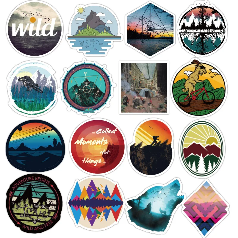 50pcs waterproof Travel Stickers Wilderness Adventure Outdoor Landscape Waterproof Decal Sticker to DIY Suitcase Laptop Motor