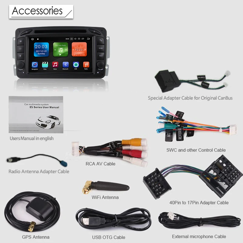 Discount Car Multimedia player Android 8.1 2 Din GPS Autoradio For Mercedes/Benz/CLK/W209/W203/W208/W463/Vaneo/Viano/Vito FM DSP 22