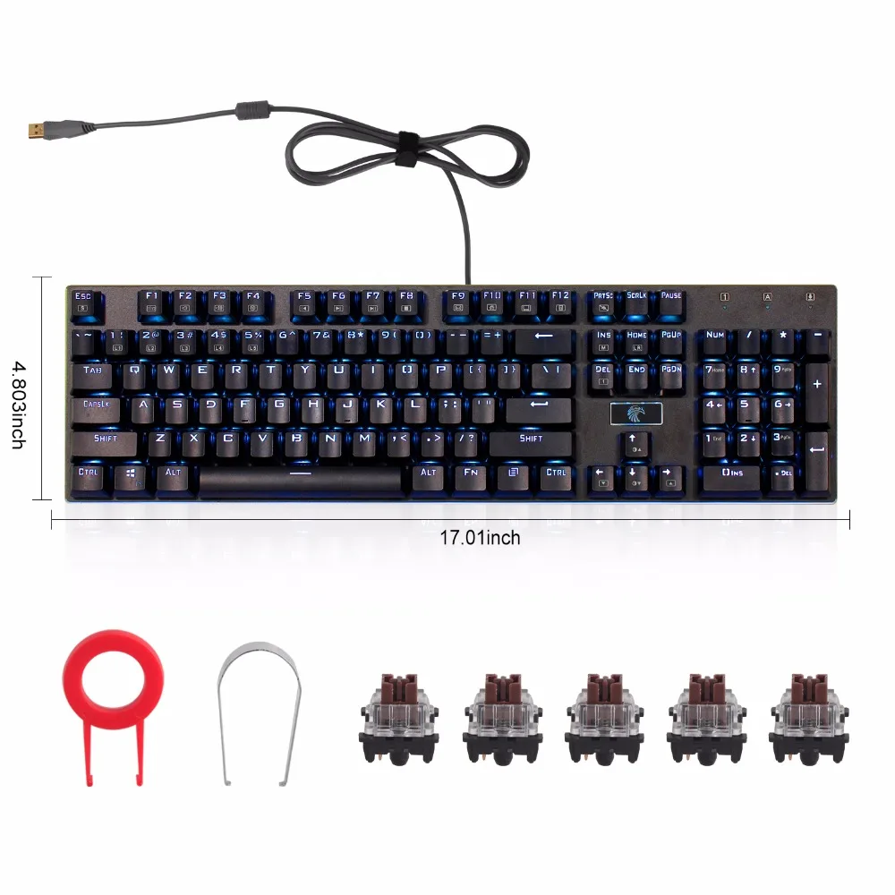 Eagle Z-88 RGB LED Backlit Mechanical Gaming Keyboard Metal Plate Outemu Brown Switches, 104 Keys Anti-ghosting QWERTY US Layout