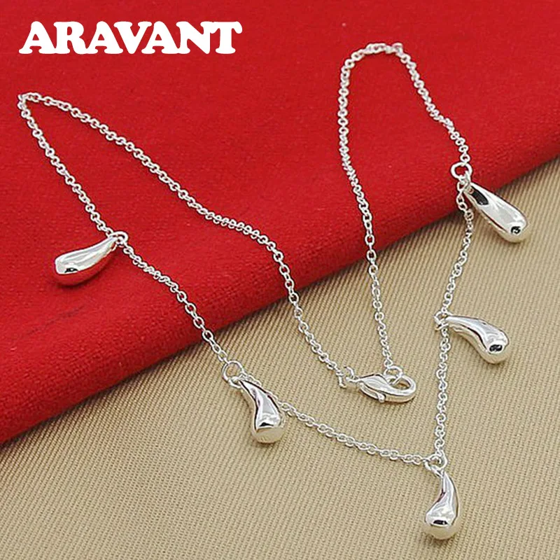 

925 Silver Water Drop Necklaces Women Long Chains Necklaces Jewelry