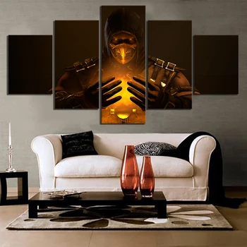 

5 Piece HD Picture Mortal Kombat Game Poster Artwork Paintings Final Fight Poster Pictures Canvas Paintings Wall Art Home Decor