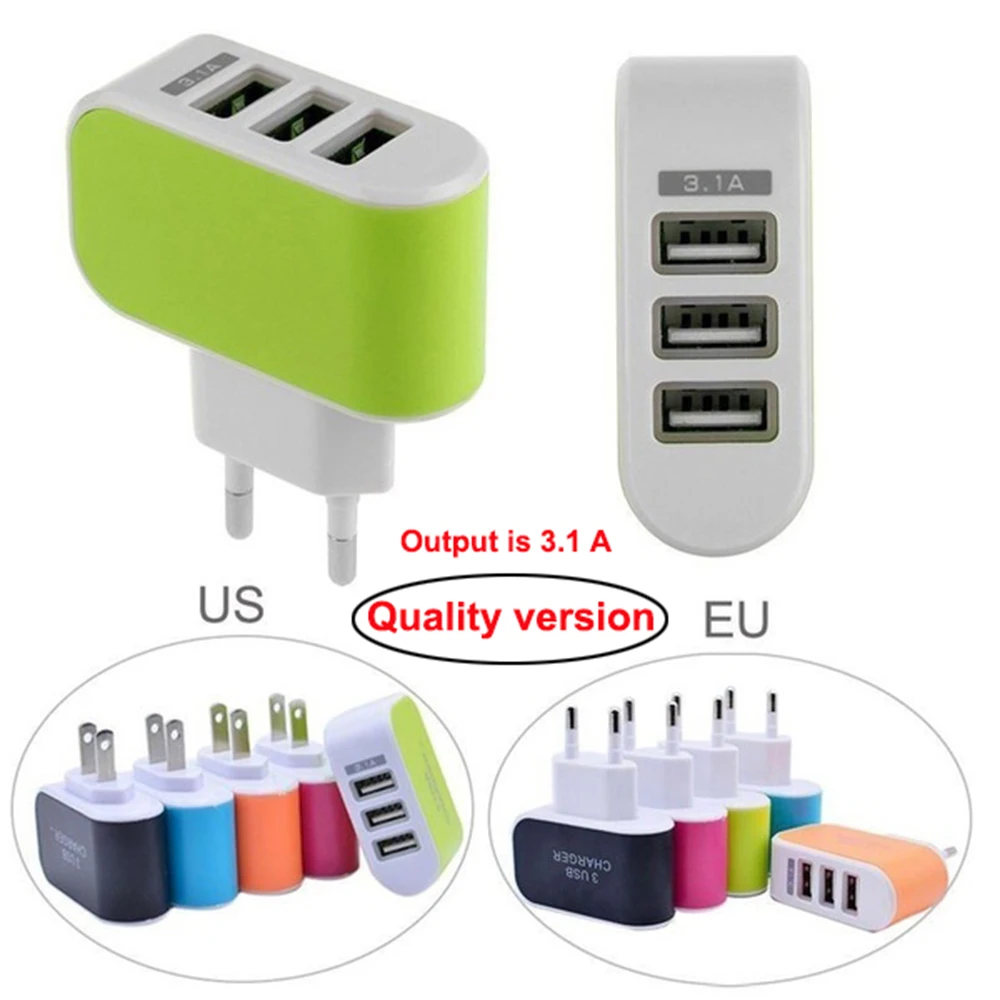 

Universal 3 ports USB Quick Charge 3.0 5 Volt 2.1A for Iphone EU US Plug Usb Charger Cell Phone Fast Charger for Samsung Huawei