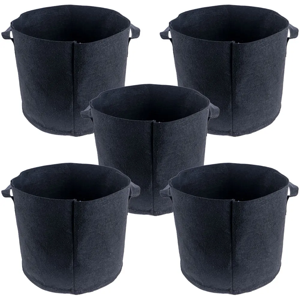 

5 Gallon 5 pcs Hydroponics Garden Grow Bags for Planting 260g Non-Woven Fabric Growing Pot Garden Container w/Handles
