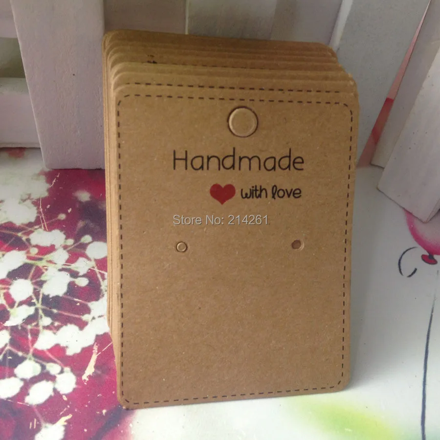 Diy Hand Made With Love Kraft Earring Card For 1 Pair Diy Hand Made With Love Kraft Earring Card For 1 Pair Display Custom Logo Moq 1000 Pcs Cost Extra Whole In Jewelry Packaging From