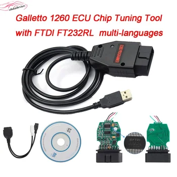 

high Quality Galletto 1260 ECU Chip Tuning Tool EOBD Flasher ECU Flasher Green PCB FTDI FT232RL 1260 Galletto read ECU tool