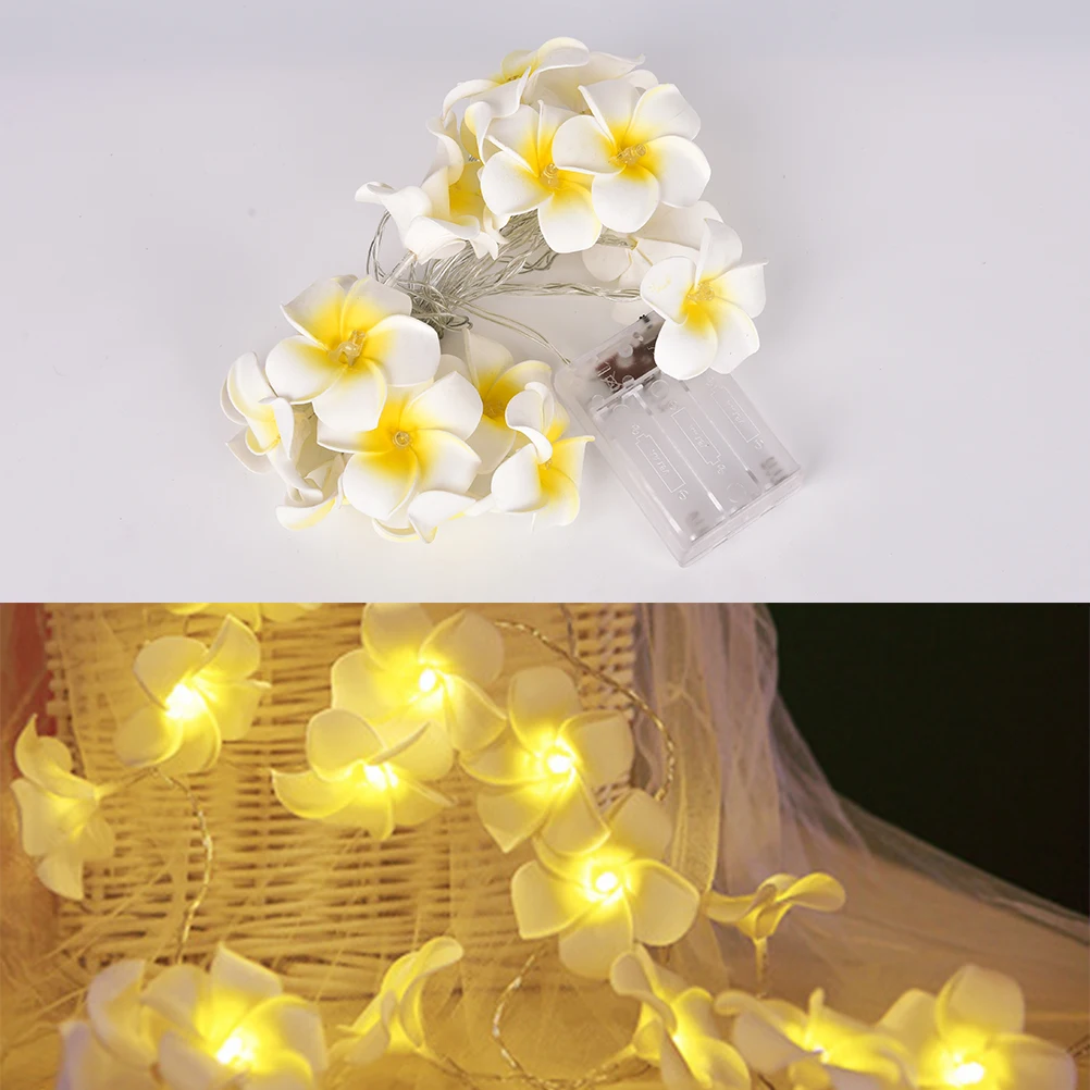 Creative DIY Frangipani LED String Lights, AA Battery Floral Holiday Lighting, Event Party Garland Decoration,Bedroom Decoration