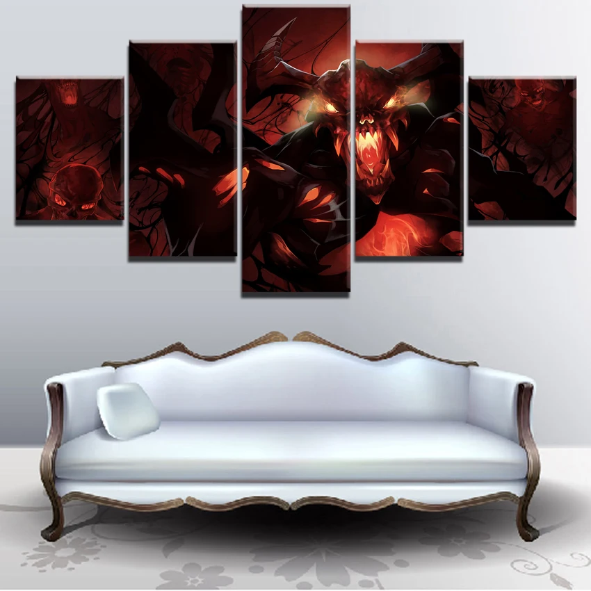 Modern Decor Canvas DOTA 2 Game 5 Pieces Paintings on Canvas Wall Art for Living Room Home Decorati