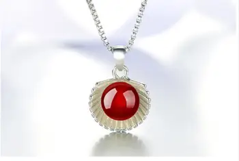 

Lady 925 sterling silver short bi Necklace natural red black agate Pendant chain Jewelry Earring Set Korean version