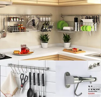 

2018 new SUS304 Stainless Steel kitchen rack, Kitchen Shelf hook ,DIY 30cm-120cm